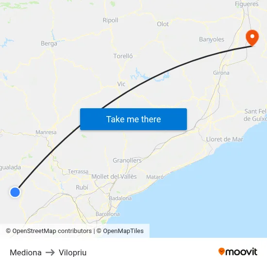 Mediona to Vilopriu map