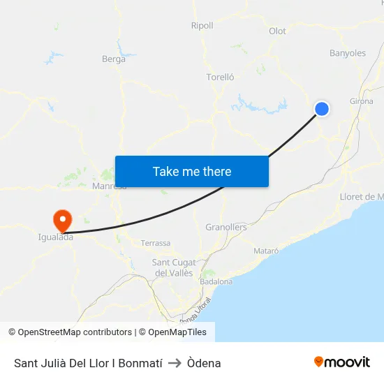 Sant Julià Del Llor I Bonmatí to Òdena map