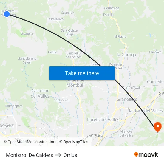 Monistrol De Calders to Òrrius map