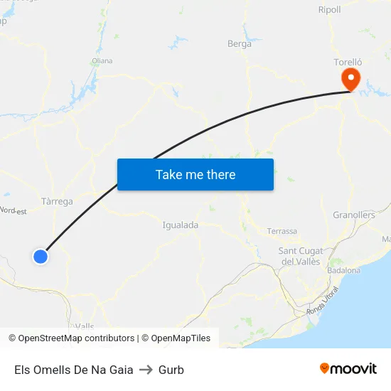 Els Omells De Na Gaia to Gurb map