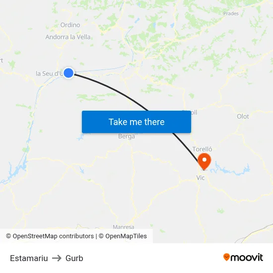 Estamariu to Gurb map
