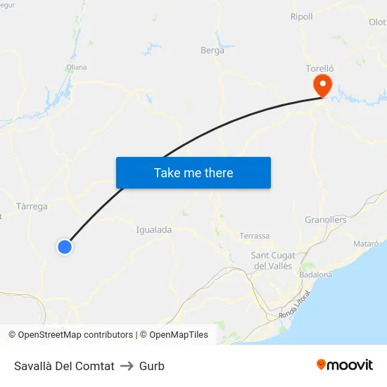 Savallà Del Comtat to Gurb map