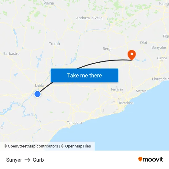 Sunyer to Gurb map