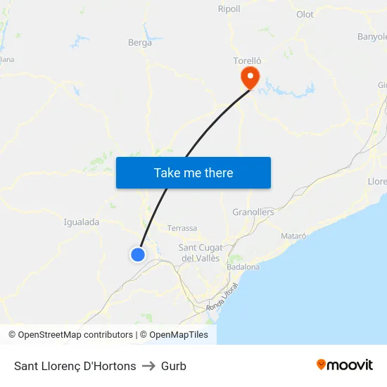 Sant Llorenç D'Hortons to Gurb map