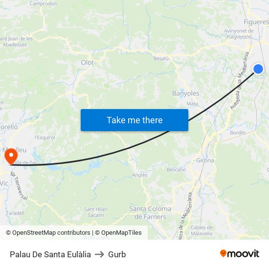 Palau De Santa Eulàlia to Gurb map