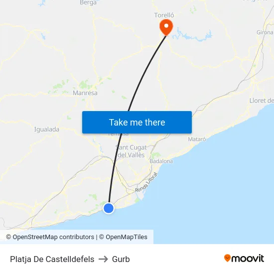 Platja De Castelldefels to Gurb map