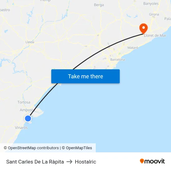Sant Carles De La Ràpita to Hostalric map