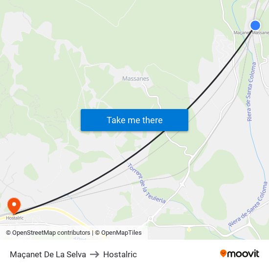 Maçanet De La Selva to Hostalric map