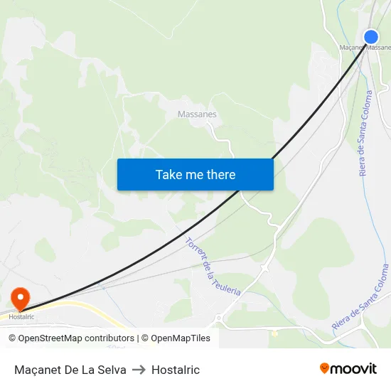 Maçanet De La Selva to Hostalric map
