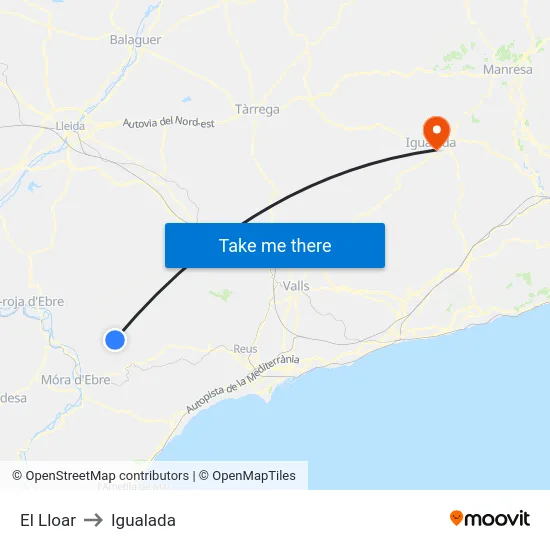 El Lloar to Igualada map