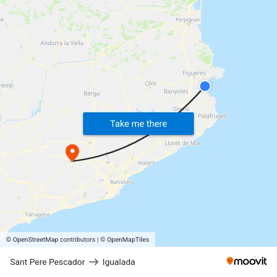 Sant Pere Pescador to Igualada map