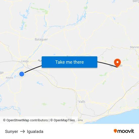 Sunyer to Igualada map