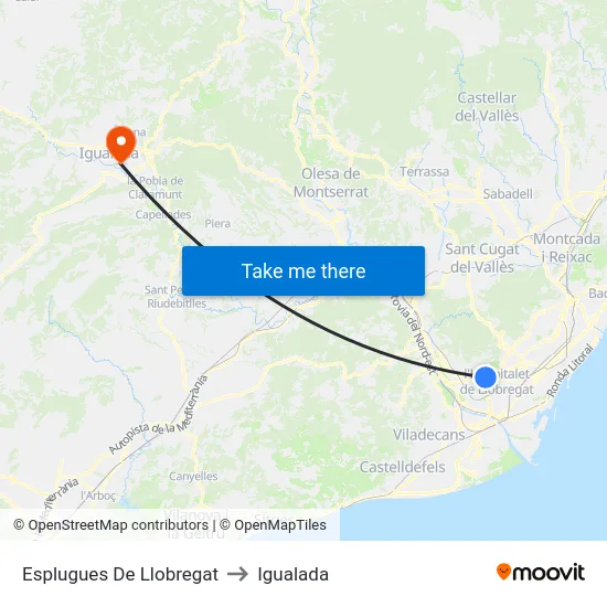 Esplugues De Llobregat to Igualada map