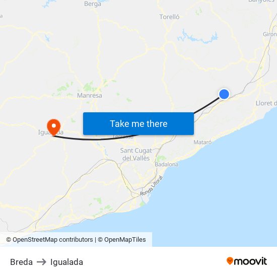 Breda to Igualada map