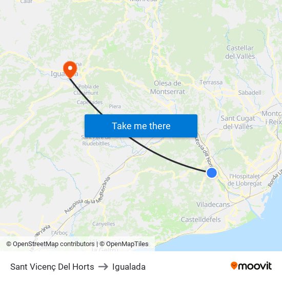 Sant Vicenç Del Horts to Igualada map