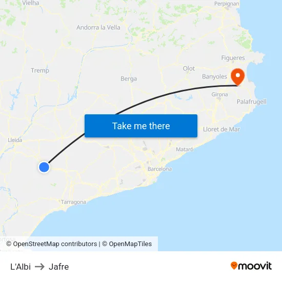 L'Albi to Jafre map