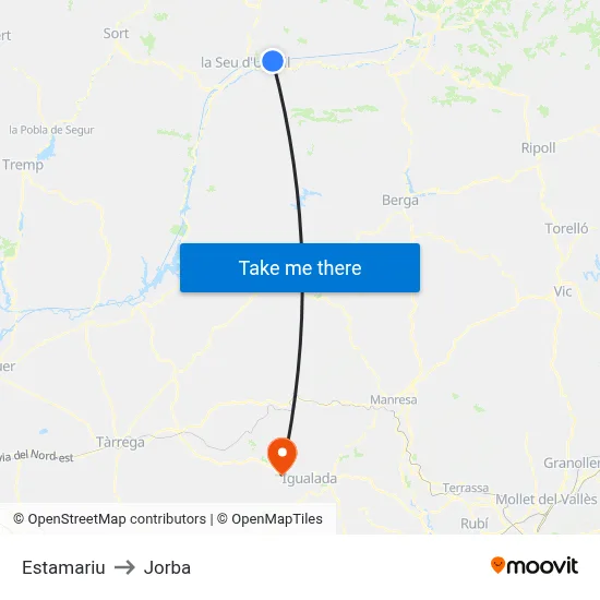 Estamariu to Jorba map
