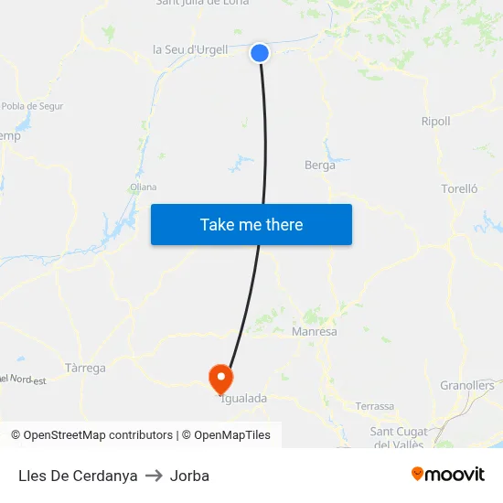Lles De Cerdanya to Jorba map