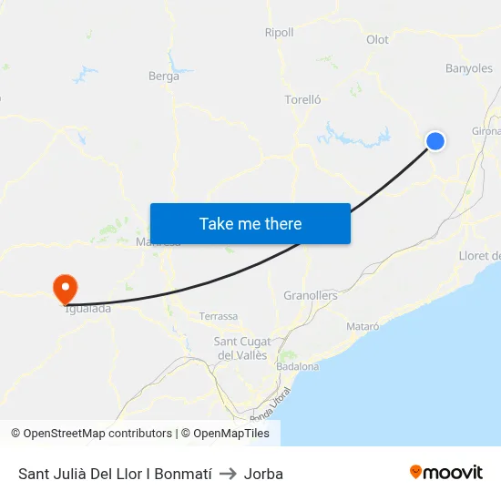 Sant Julià Del Llor I Bonmatí to Jorba map