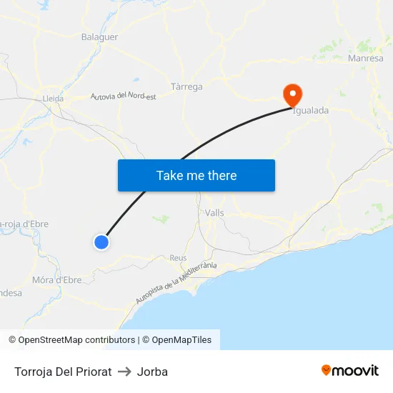 Torroja Del Priorat to Jorba map