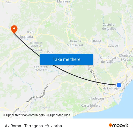 Av Roma - Tarragona to Jorba map
