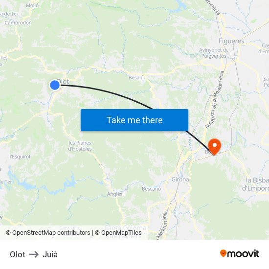Olot to Juià map