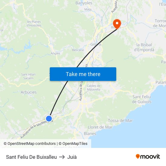 Sant Feliu De Buixalleu to Juià map