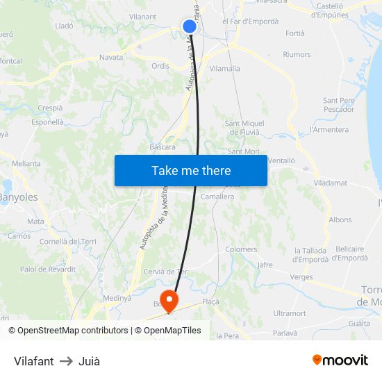 Vilafant to Juià map