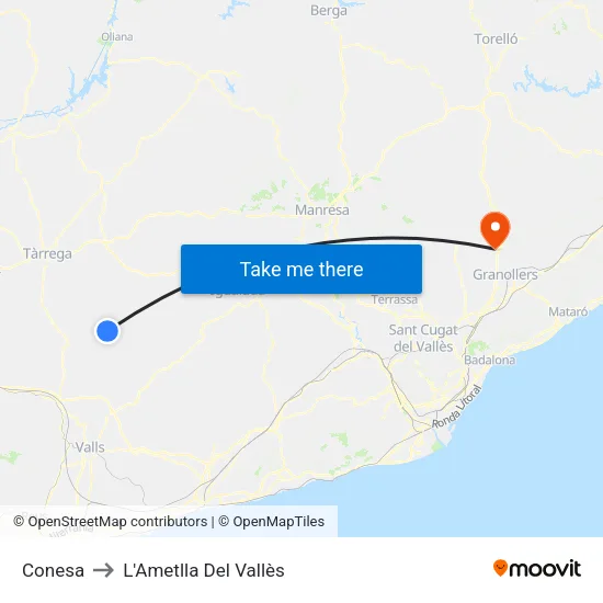 Conesa to L'Ametlla Del Vallès map