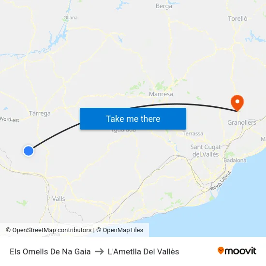 Els Omells De Na Gaia to L'Ametlla Del Vallès map