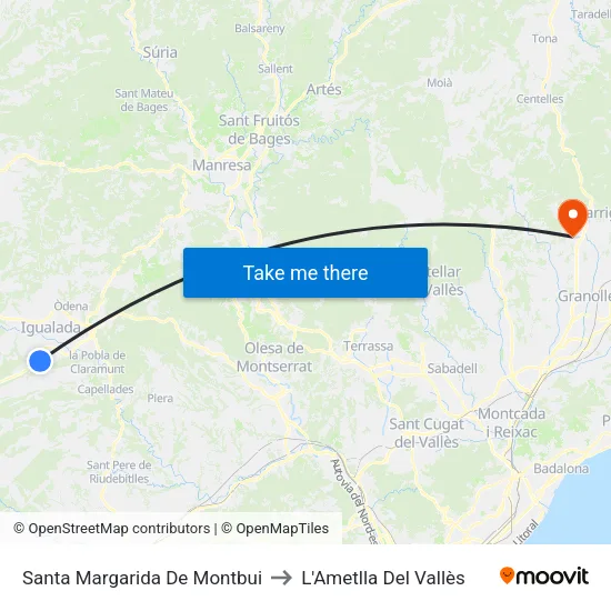 Santa Margarida De Montbui to L'Ametlla Del Vallès map