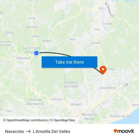 Navarcles to L'Ametlla Del Vallès map