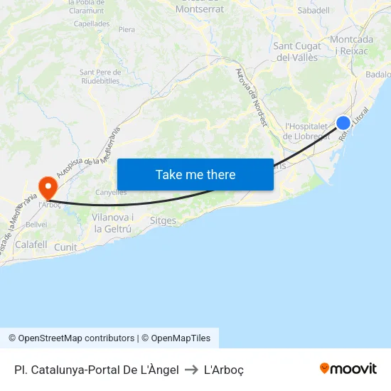 Pl. Catalunya-Portal De L'Àngel to L'Arboç map