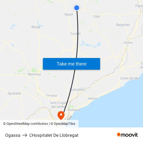 Ogassa to L'Hospitalet De Llobregat map