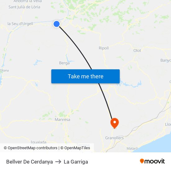 Bellver De Cerdanya to La Garriga map