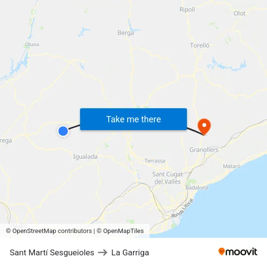 Sant Martí Sesgueioles to La Garriga map