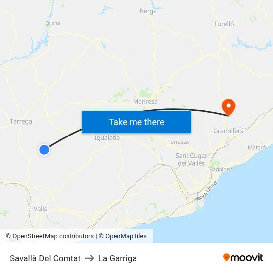 Savallà Del Comtat to La Garriga map