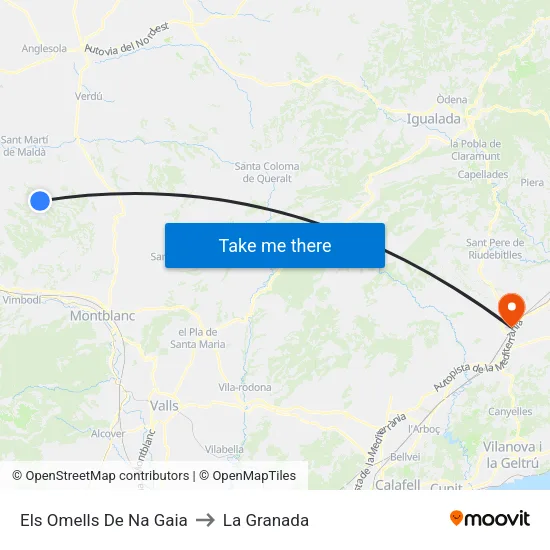 Els Omells De Na Gaia to La Granada map