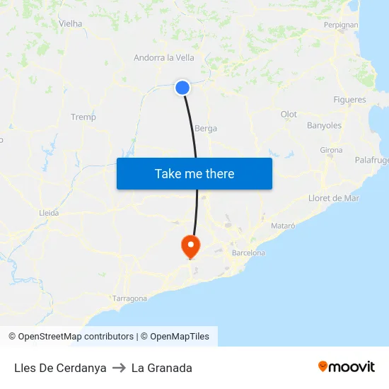 Lles De Cerdanya to La Granada map