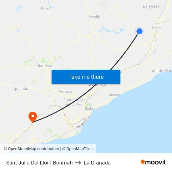Sant Julià Del Llor I Bonmatí to La Granada map
