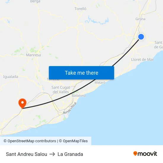 Sant Andreu Salou to La Granada map