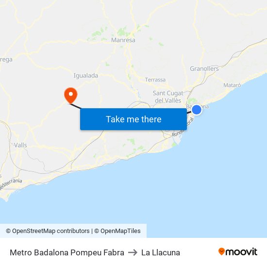 Metro Badalona Pompeu Fabra to La Llacuna map