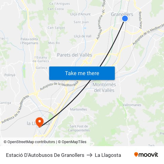 Estació D'Autobusos De Granollers to La Llagosta map