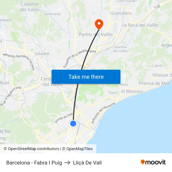 Barcelona - Fabra I Puig to Lliçà De Vall map