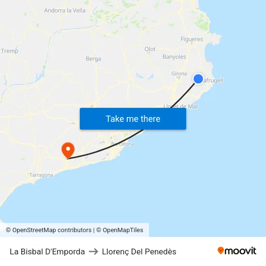 La Bisbal D'Emporda to Llorenç Del Penedès map