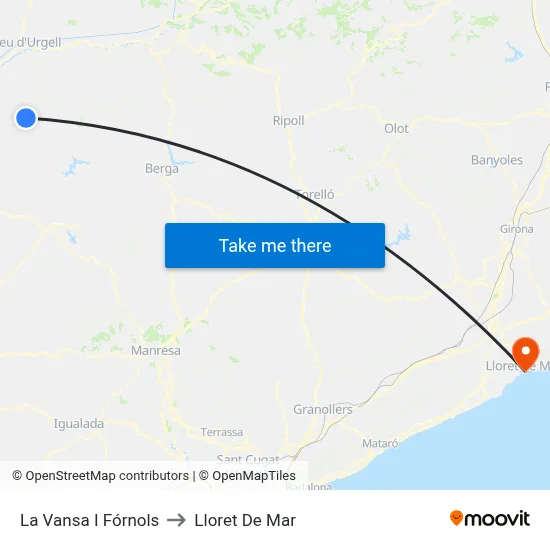 La Vansa I Fórnols to Lloret De Mar map