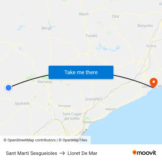Sant Martí Sesgueioles to Lloret De Mar map