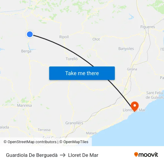 Guardiola De Berguedà to Lloret De Mar map