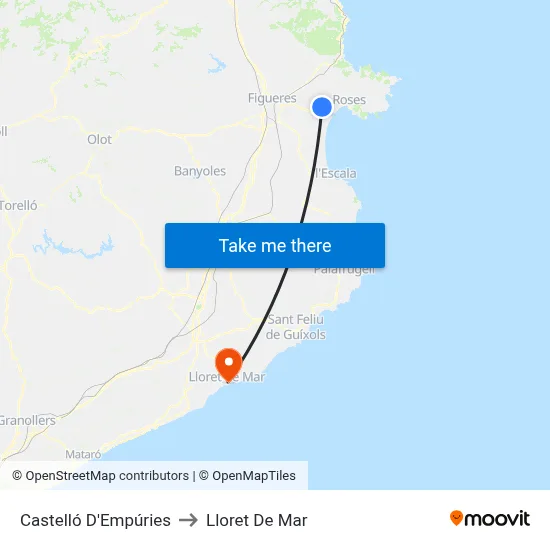 Castelló D'Empúries to Lloret De Mar map