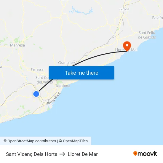 Sant Vicenç Dels Horts to Lloret De Mar map